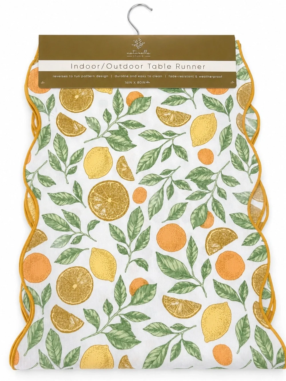 Citrus Table Runner 16x80 Reversible Indoor Outdoor Waterproof Naturella Studio